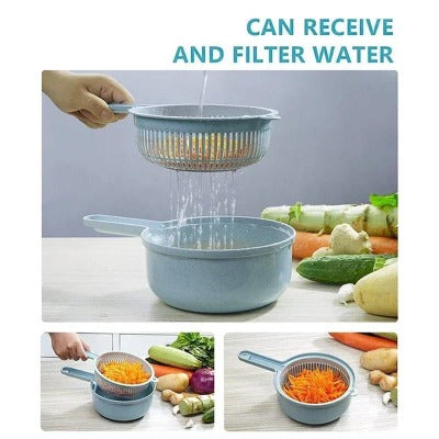 12-In-1 Multi-Function Food Chopper Vegetable Cutter Manual Egg Separator Kitchen Accessories with Drain Basket Vegetable Slicer